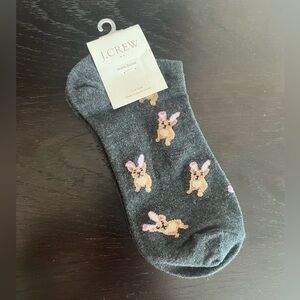 J.Crew Dog with bunny ears ankle socks Charcoal Socks